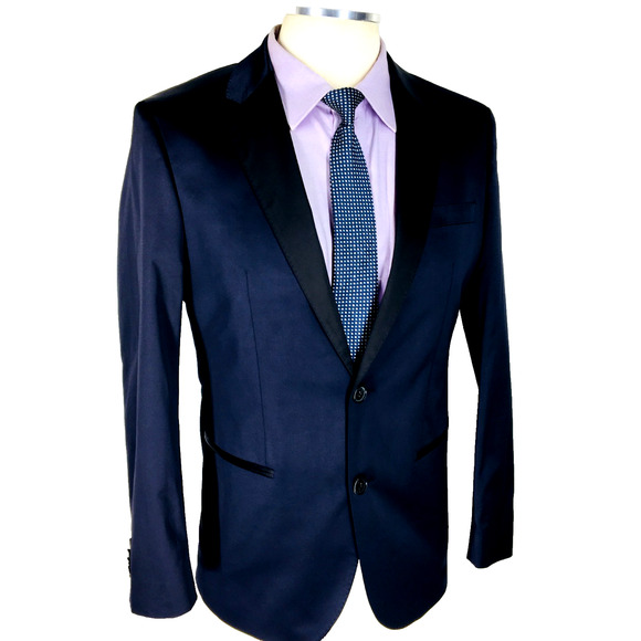 NWOT 38S Hugo Boss Hector1 Generous1 2 Bttn Suit Metallic Midnight Blue Pants 32 - Picture 4 of 16